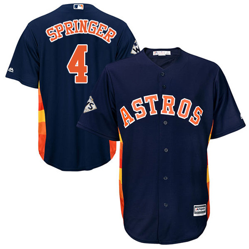 Astros #4 George Springer Navy Blue Cool Base 2017 World Series Bound Stitched Youth MLB Jersey
