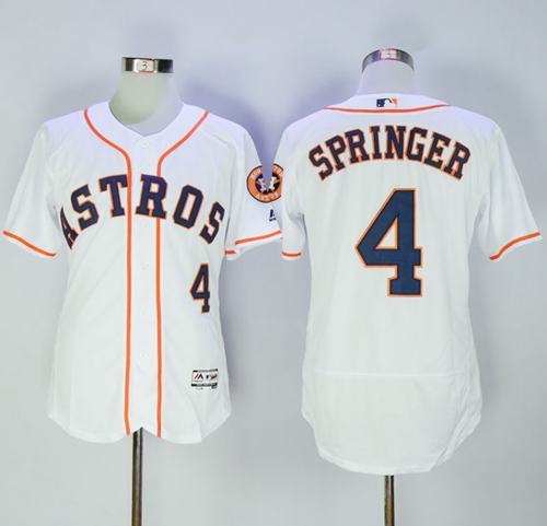 Astros #4 George Springer White Flexbase Authentic Collection Stitched MLB Jersey Astros #4 George Springer White Flexbase Authentic Collection Stitched MLB Jersey