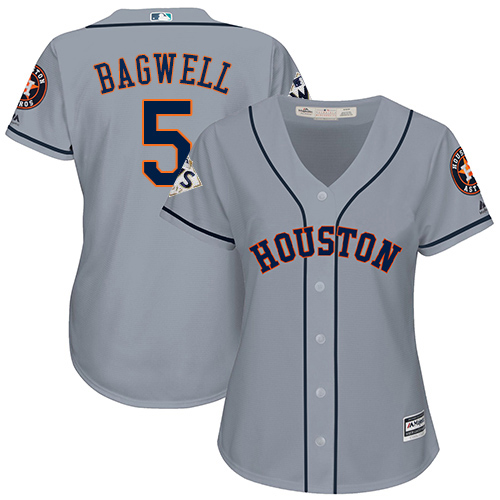 Astros #5 Jeff Bagwell Grey Road 2017 World Series Bound Women's Stitched MLB Jersey