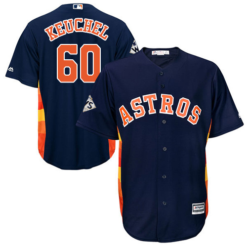 Astros #60 Dallas Keuchel Navy Blue Cool Base 2017 World Series Bound Stitched Youth MLB Jersey