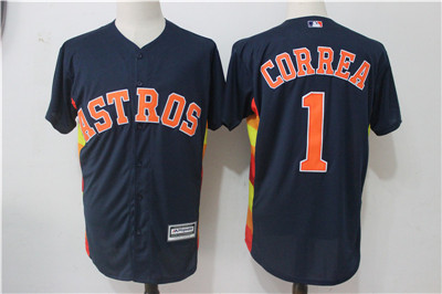 Astros 1 Carlos Correa Navy Alternate Cool Base Jersey Astros 1 Carlos Correa Navy Alternate Cool Base Jersey