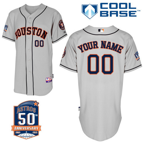 Astros Grey Customized Men 50th Anniversary Jersey