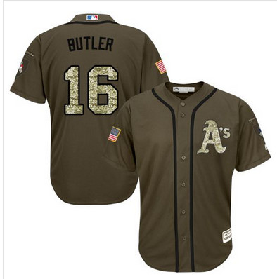 Athletics #16 Billy Butler Green Salute to Service Stitched MLB Jersey