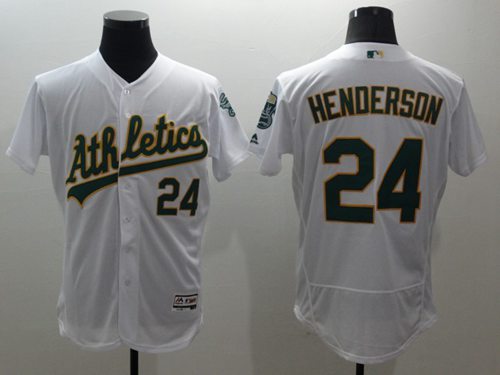 Athletics #24 Rickey Henderson White Flexbase Authentic Collection Stitched MLB Jersey Athletics #24 Rickey Henderson White Flexbase Authentic Collection Stitched MLB Jersey