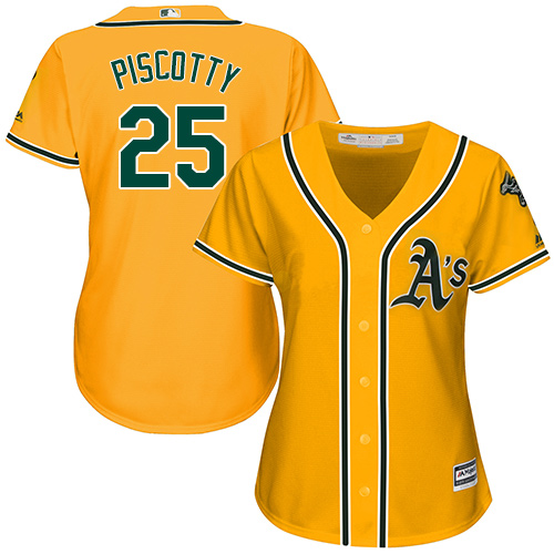 Athletics #25 Stephen Piscotty Gold Alternate Women's Stitched MLB Jersey Athletics #25 Stephen Piscotty Gold Alternate Women's Stitched MLB Jersey