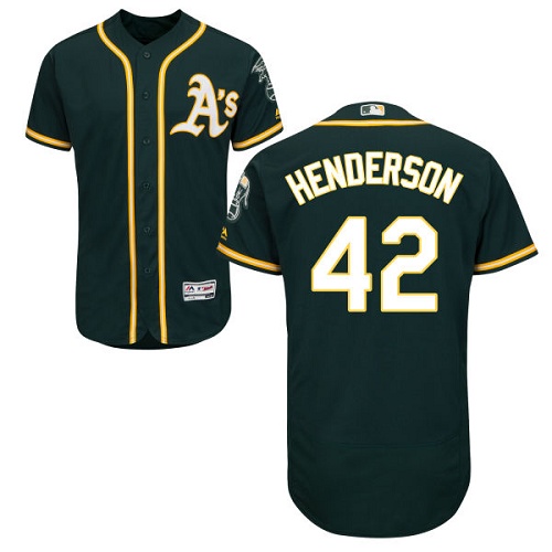 Athletics #42 Dave Henderson Green Flexbase Authentic Collection Stitched MLB Jersey Athletics #42 Dave Henderson Green Flexbase Authentic Collection Stitched MLB Jersey