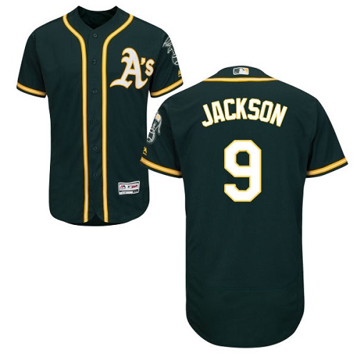 Athletics #9 Reggie Jackson Green Flexbase Authentic Collection Stitched MLB Jersey Athletics #9 Reggie Jackson Green Flexbase Authentic Collection Stitched MLB Jersey