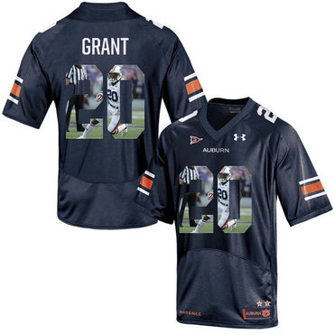 Auburn Tigers 20 Corey Grant Navy With Portrait Print College Football Jersey2