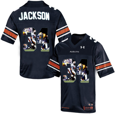 Auburn Tigers 34 Bo Jackson Navy With Portrait Print College Football Jersey3 Auburn Tigers 34 Bo Jackson Navy With Portrait Print College Football Jersey3