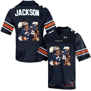 Auburn Tigers 34 Bo Jackson Navy With Portrait Print College Football Jersey4 Auburn Tigers 34 Bo Jackson Navy With Portrait Print College Football Jersey4
