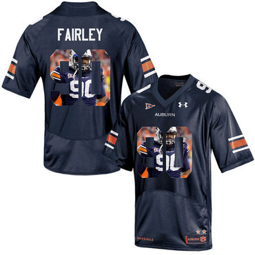 Auburn Tigers 90 Nick Fairley Navy With Portrait Print College Football Jersey4