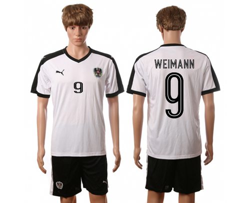 Austria #9 Weimann White Away Soccer Country Jersey Austria #9 Weimann White Away Soccer Country Jersey