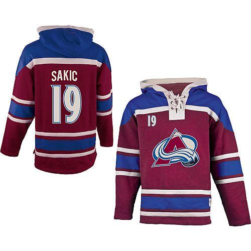 Youth Avalanche #19 Joe Sakic Red Sawyer Hooded Sweatshirt Stitched NHL Jersey