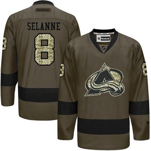 Avalanche #8 Teemu Selanne Green Salute to Service Stitched NHL Jersey Avalanche #8 Teemu Selanne Green Salute to Service Stitched NHL Jersey