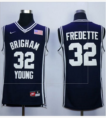 BYU Cougars #32 Jimmer Fredette Navy Blue Basketball Stitched NCAA Jersey