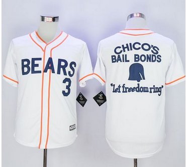 Bad News Bears Button Down #3 Kelly Leak White Movie Stitched Baseball Jersey
