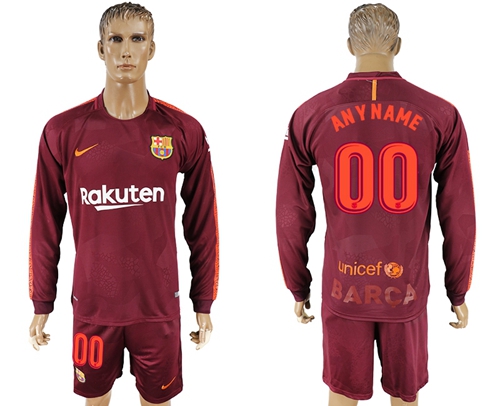 Barcelona Personalized Sec Away Long Sleeves Soccer Club Jersey