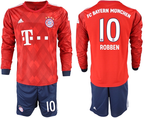 Bayern Munchen #10 Robben Home Long Sleeves Soccer Club Jersey