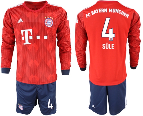 Bayern Munchen #4 Sule Home Long Sleeves Soccer Club Jersey