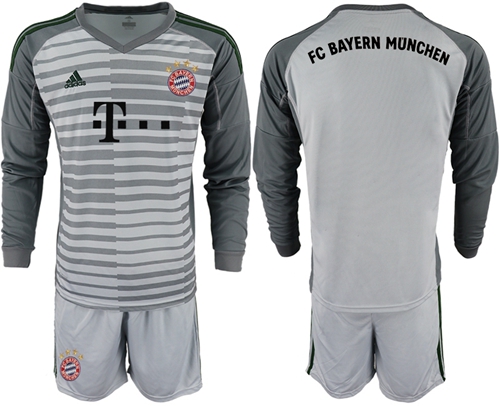 Bayern Munchen Blank Grey Goalkeeper Long Sleeves Soccer Club Jersey