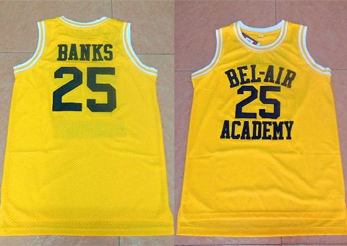 Bel-Air Academy #25 Banks Gold Stitched Basketball Jersey Bel-Air Academy #25 Banks Gold Stitched Basketball Jersey