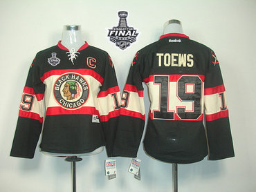 Blackhawks #19 Janathan Toews Black Women's New Third 2015 Stanley Cup Stitched NHL Jersey