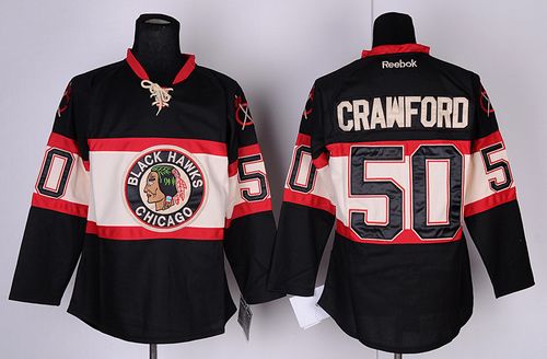 Youth Blackhawks #50 Corey Crawford Black New Third Stitched NHL Jersey