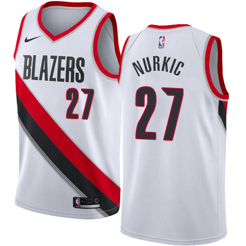 Blazers #27 Jusuf Nurkic White Women's Basketball Swingman Association Edition Jersey