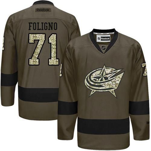 Blue Jackets #71 Nick Foligno Green Salute to Service Stitched NHL Jersey Blue Jackets #71 Nick Foligno Green Salute to Service Stitched NHL Jersey