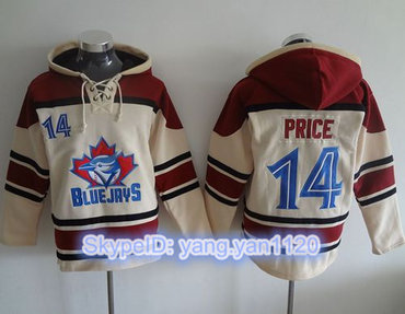 Blue Jays #14 David Price Cream Sawyer Hooded Sweatshirt MLB Hoodie