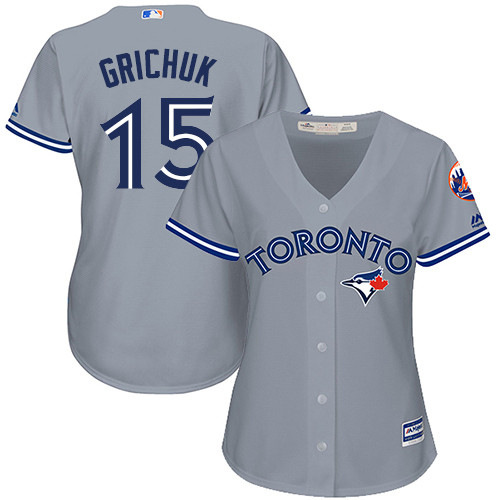 Blue Jays #15 Randal Grichuk Grey Road Women's Stitched Baseball Jersey Blue Jays #15 Randal Grichuk Grey Road Women's Stitched Baseball Jersey