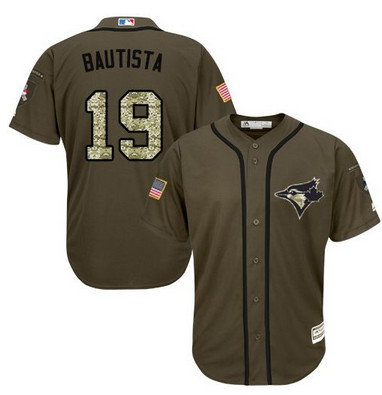 Blue Jays #19 Jose Bautista Green Salute to Service Stitched MLB Jersey