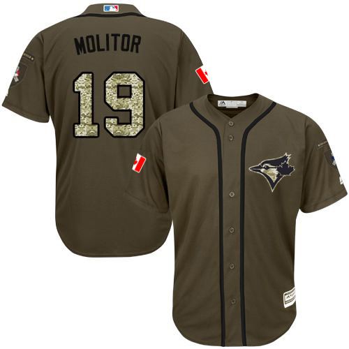 Blue Jays #19 Paul Molitor Green Salute to Service Stitched Youth MLB Jersey Blue Jays #19 Paul Molitor Green Salute to Service Stitched Youth MLB Jersey