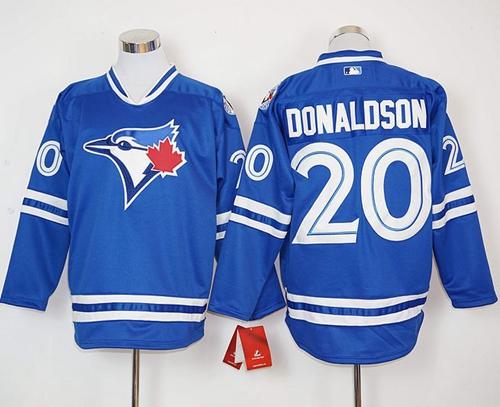 Blue Jays #20 Josh Donaldson Blue Long Sleeve Stitched MLB Blue Jays #20 Josh Donaldson Blue Long Sleeve Stitched MLB