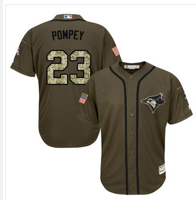 Blue Jays #23 Dalton Pompey Green Salute to Service Stitched MLB Jersey