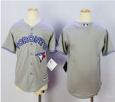 Blue Jays Blank Grey Cool Base Stitched Youth MLB Jersey