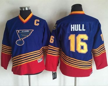 Blues #16 Brett Hull Light Blue Red CCM Throwback Stitched Youth NHL Jersey Blues #16 Brett Hull Light Blue Red CCM Throwback Stitched Youth NHL Jersey