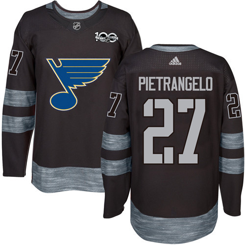 Blues #27 Alex Pietrangelo Black 1917-2017 100th Anniversary Stitched NHL Jersey Blues #27 Alex Pietrangelo Black 1917-2017 100th Anniversary Stitched NHL Jersey