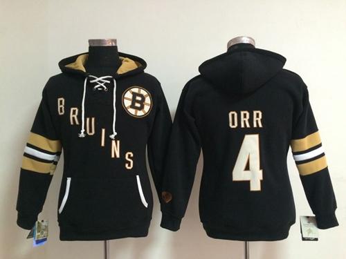 Boston Bruins #4 Bobby Orr Black Women's Old Time Heidi NHL Hoodie Boston Bruins #4 Bobby Orr Black Women's Old Time Heidi NHL Hoodie