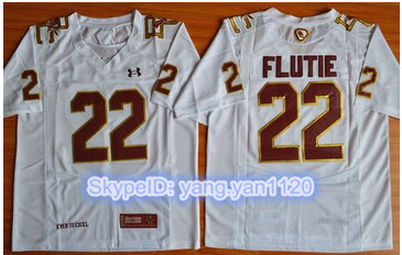 Boston College Eagles #22 Doug Flutie White Authentic Performance Stitched NCAA Jersey