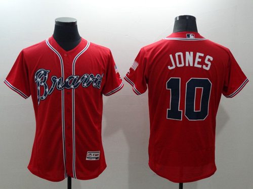 Braves #10 Chipper Jones Red Flexbase Authentic Collection Stitched MLB Jersey Braves #10 Chipper Jones Red Flexbase Authentic Collection Stitched MLB Jersey