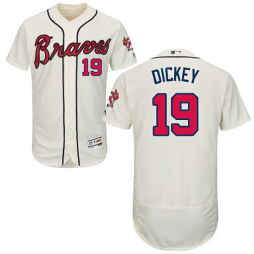 Braves #19 R.A. Dickey Cream Flexbase Authentic Collection Stitched MLB Jersey Braves #19 R.A. Dickey Cream Flexbase Authentic Collection Stitched MLB Jersey