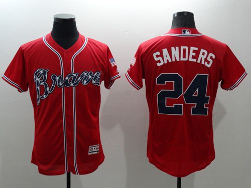 Braves #24 Deion Sanders Red Flexbase Authentic Collection Stitched MLB Jersey Braves #24 Deion Sanders Red Flexbase Authentic Collection Stitched MLB Jersey