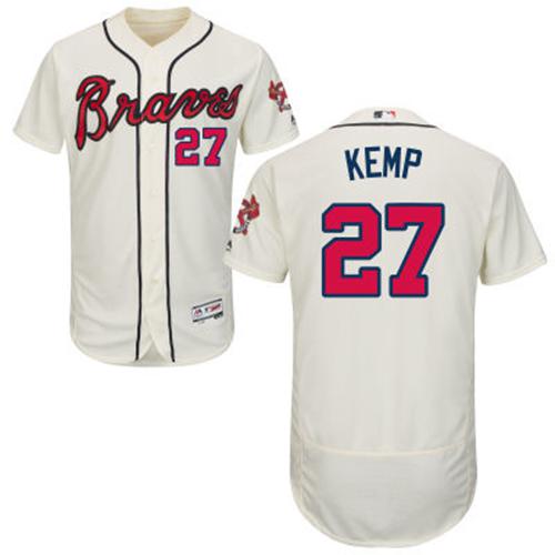 Braves #27 Matt Kemp Cream Flexbase Authentic Collection Stitched MLB Jersey Braves #27 Matt Kemp Cream Flexbase Authentic Collection Stitched MLB Jersey