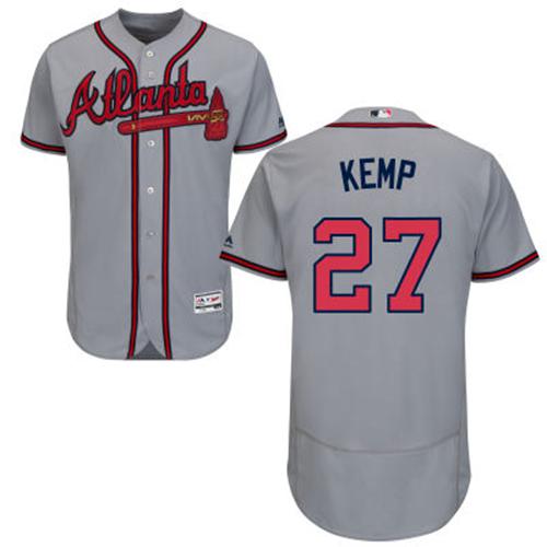 Braves #27 Matt Kemp Grey Flexbase Authentic Collection Stitched MLB Jersey Braves #27 Matt Kemp Grey Flexbase Authentic Collection Stitched MLB Jersey