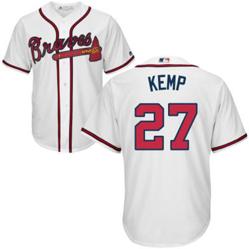 Braves #27 Matt Kemp White Cool Base Stitched Youth MLB Jersey