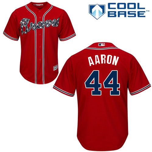 Braves #44 Hank Aaron Red Cool Base Stitched Youth MLB Jersey Braves #44 Hank Aaron Red Cool Base Stitched Youth MLB Jersey