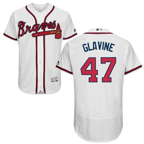 Braves #47 Tom Glavine White Flexbase Authentic Collection Stitched MLB Jersey Braves #47 Tom Glavine White Flexbase Authentic Collection Stitched MLB Jersey