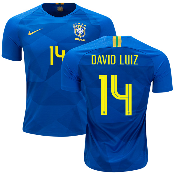 Brazil #14 David Luiz Away Soccer Country Jersey Brazil #14 David Luiz Away Soccer Country Jersey