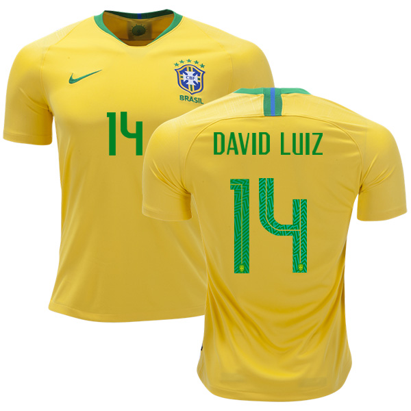Brazil #14 David Luiz Home Soccer Country Jersey Brazil #14 David Luiz Home Soccer Country Jersey